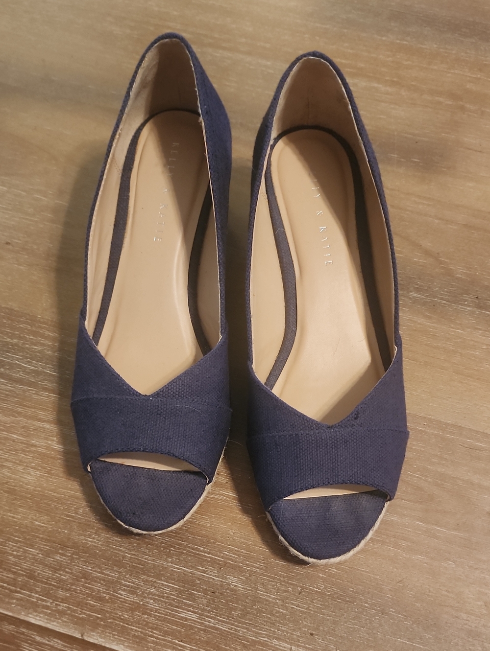 Kelly & Katie Navy Blue Wedge Slip On Shoes Size 10